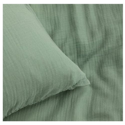 Housse De Couette Et Taies Double Gaze De Coton Doux Reve 220 X 240 Vert