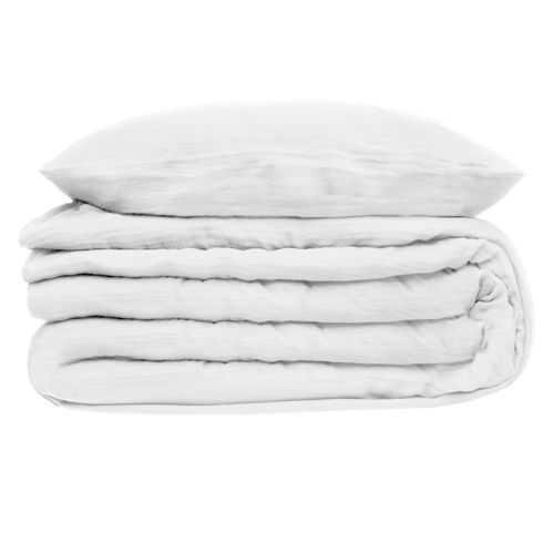 Housse De Couette Et Taies Double Gaze De Coton Doux Reve 220 X 240 Blanc