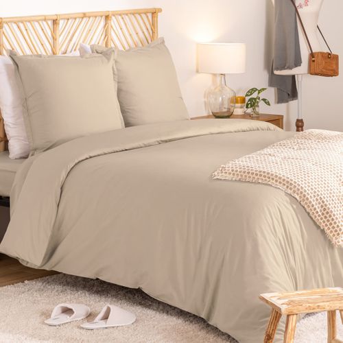 Housse Couette + 2 Taies 220 X 240 Cm Percale De Coton Uni Lin
