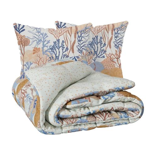 Housse Couette + 2 Taies 240 X 220 Cm Corail D'azura