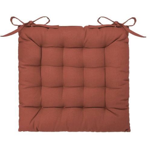 Assise De Chaise Matelassée Coton 38 X 38 Cm Terracotta