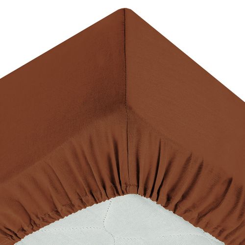 Drap Housse Coton Uni 140 X 190 Cm Couleur Moderne Terracotta