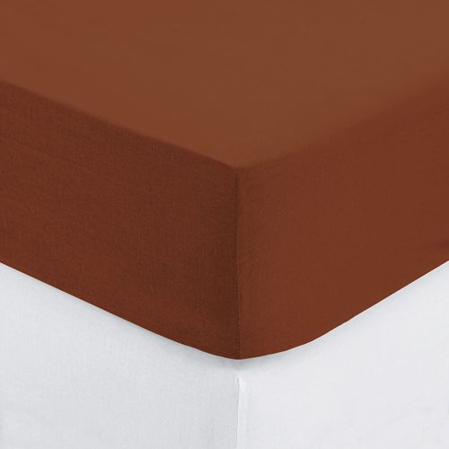 Drap Housse Coton Uni 140 X 190 Cm Couleur Moderne Terracotta