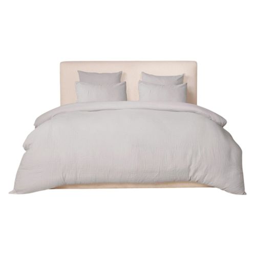 Housse De Couette + Taies Gaze De Coton Lave 240 X 260 Cm Douce Gris Glacier