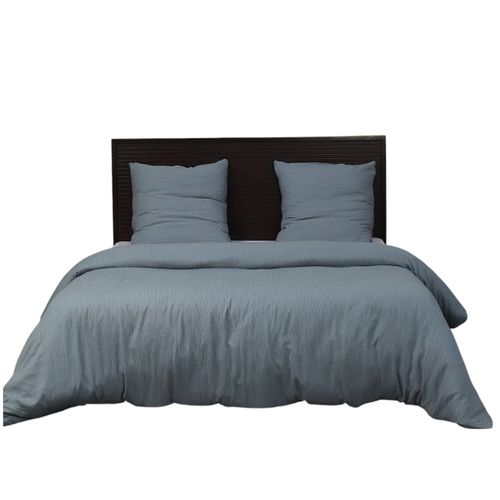 Housse De Couette + Taies Gaze De Microfibre 220 X 240 Cm Bleu Petrole