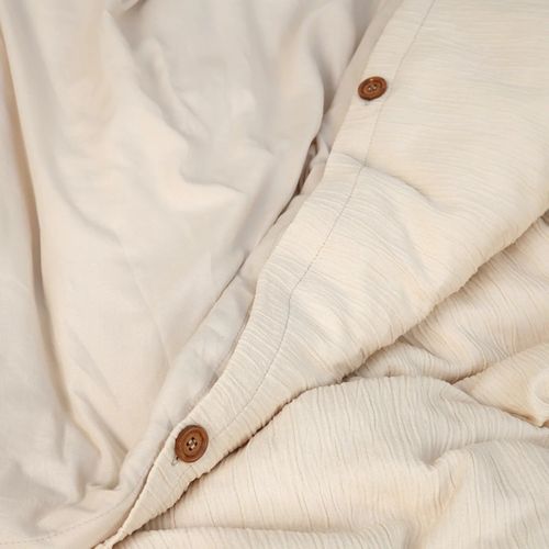 Housse De Couette + Taies Gaze De Microfibre 220 X 240 Cm Ecru