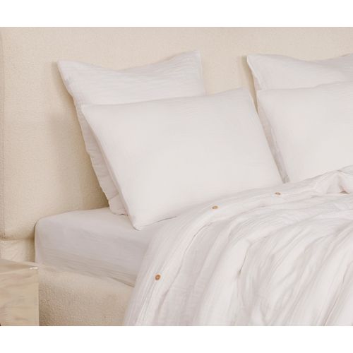 Taie D'oreiller En Gaze De Coton Lave 65 X 65 Cm Douce Blanc