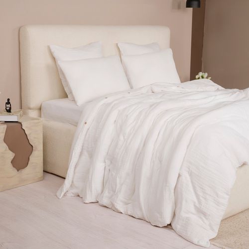 Taie D'oreiller En Gaze De Coton Lave 65 X 65 Cm Douce Blanc