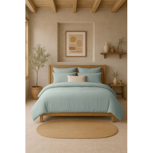 Taie D'oreiller En Gaze De Coton Lave 50 X 70 Cm Douce Bleu Givree