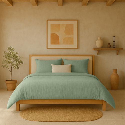 Taie D'oreiller En Gaze De Coton Lave 50 X 70 Cm Douce Vert Givree