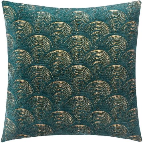Housse De Coussin Motif Éventail Doré - 40 X 40 Cm - Vert Et Or