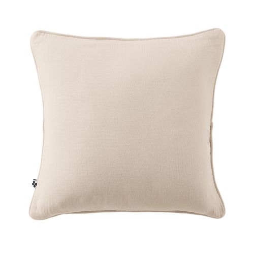 Coussin Déhoussable 45 X 45 Cm Gaia Beige  Gaze De Coton Avec Passepoil Élégant