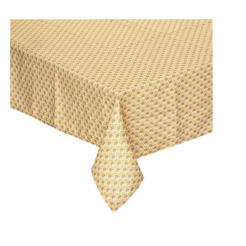 Nappe Rectangulaire Imprimée Motif Éventail Jaune Et Violet 140 X 240 Cm