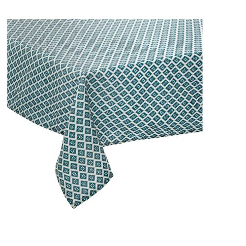 Nappe Rectangulaire Imprimée Losanges Graphiques Vert Bleu 140 X 240 Cm