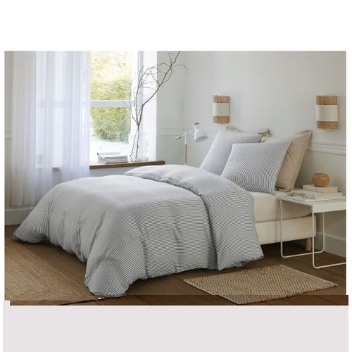 Housse De Couette + Taies Gaze De Coton 220 X 240 Cm Soleis Gris