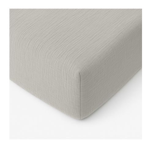 Drap-housse 180 X 200 Cm Gaze De Coton Lavé Gris Clair