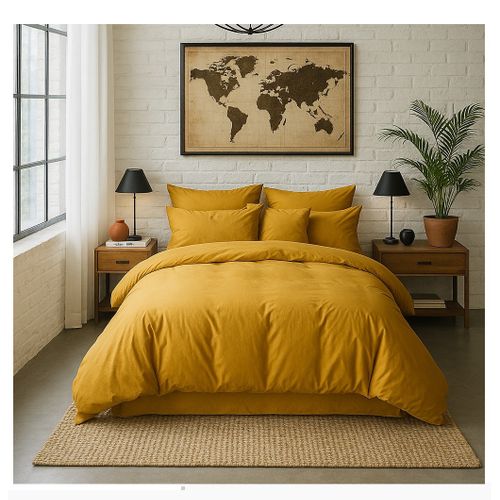 Housse De Couette 220 X 240 Cm  Jaune Moutarde