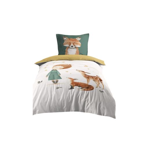 Housse De Couette + 1 Taie 140 X 200 Cm Renard Et Animaux