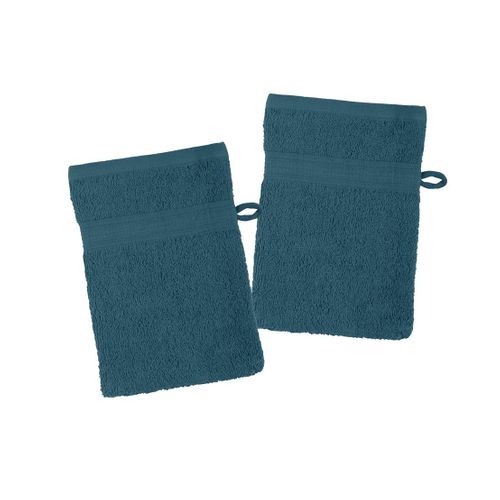 Lot De 2 Gants De Toilette 15 X 21 Cm Laguna Bleu Petrole