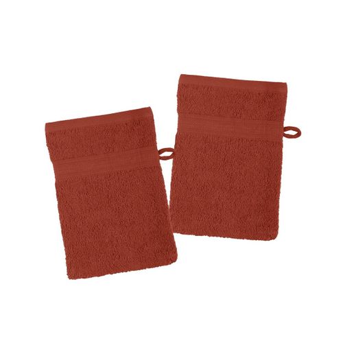 Lot De 2 Gants De Toilette 15 X 21 Cm Laguna Terracotta