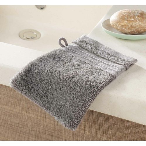 Lot De 2 Gants De Toilette En Coton 15 X 21 Cm Gris