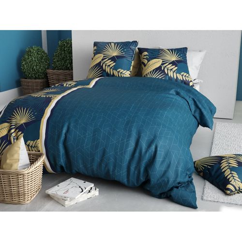 Housse Couette + 2 Taies 220 X 240 Cm Feuillage Tropea