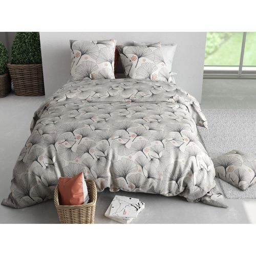 Housse Couette + 2 Taies 220 X 240 Cm Feuillage Gincko