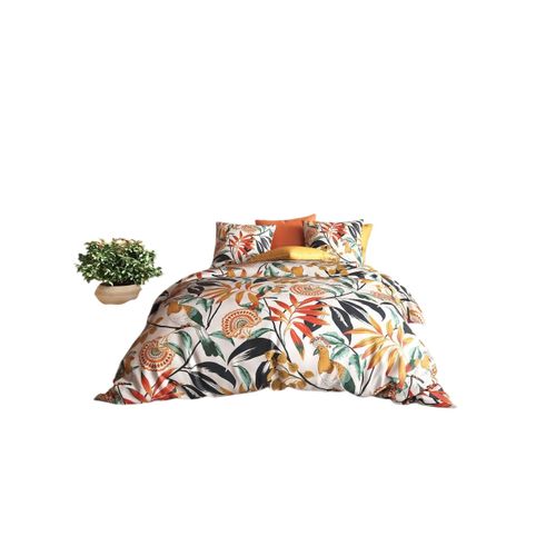 Housse Couette + 2 Taies 220 X 240 Cm Perroquet Tropical