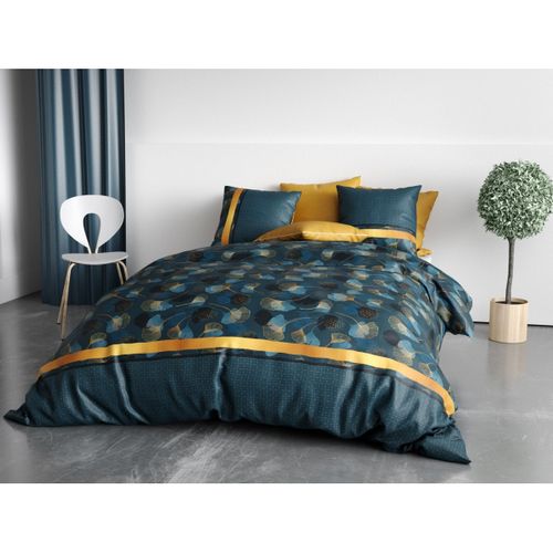 Housse Couette + 2 Taies 220 X 240 Cm Feuilles Gincko