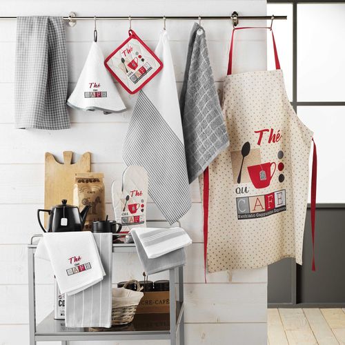 2 Serviettes Torchons 50 X 70 Cm Dejeuner Gris