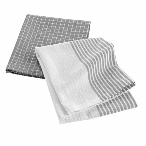 2 Serviettes Torchons 50 X 70 Cm Dejeuner Gris