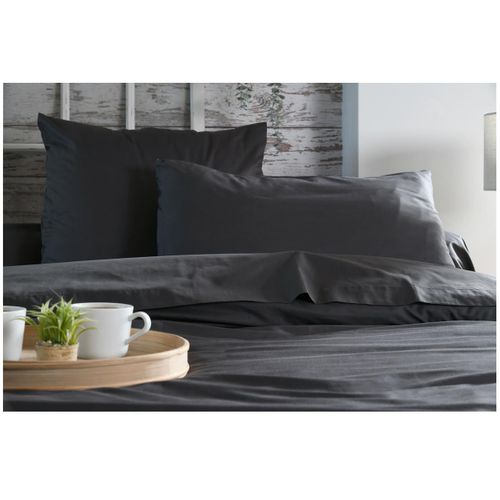 1 Taie D'oreiller Percale De Coton Uni 63 X 63 Cm Elysee Anthracite