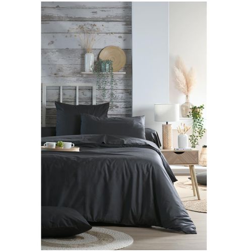 1 Taie D'oreiller Percale De Coton Uni 63 X 63 Cm Elysee Anthracite