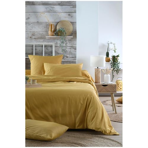 1 Taie De Traversin Percale De Coton Uni 45 X 185 Cm Elysee Moutarde