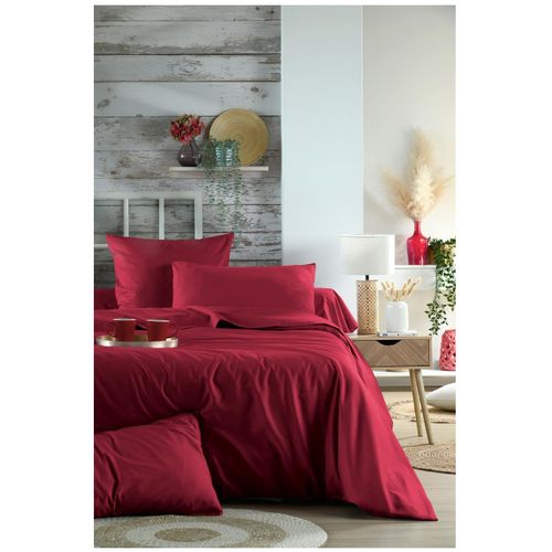 Housse De Couette En Percale De Coton Uni 140 X 200 Cm Elysée Rouge