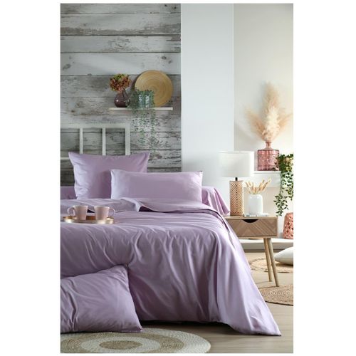 Housse De Couette En Percale De Coton Uni 240 X 220 Cm Elysée Violet