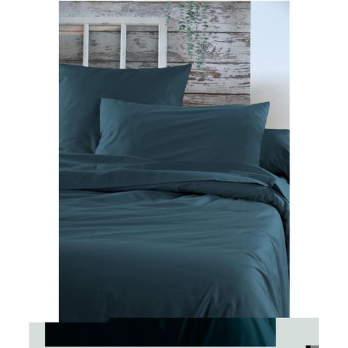 Housse De Couette En Percale De Coton Uni 240 X 220 Cm Elysée Pétrole
