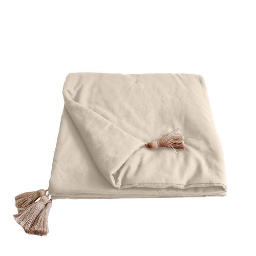 Edredon Bout De Lit En Coton Avec Pompons 90 X 190 Cm Cocoon Ecru
