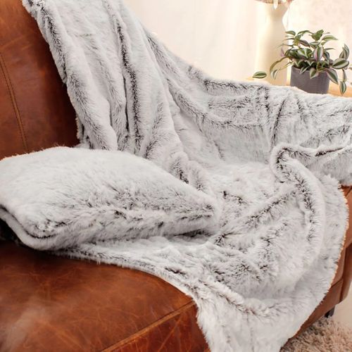 Plaid Doux Effet Peluche Doublé Polaire 130 X 160 Cm Évasion Gris