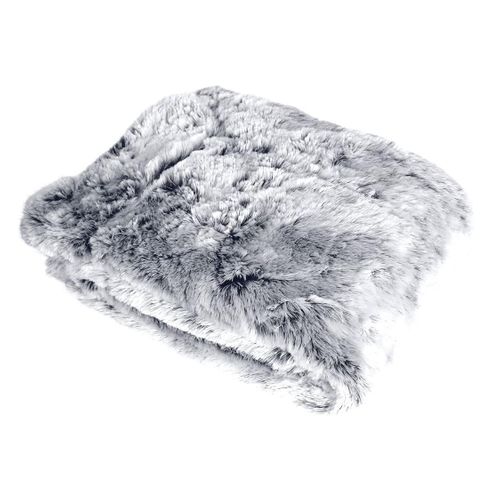 Plaid Doux Effet Peluche Doublé Polaire 130 X 160 Cm Évasion Gris