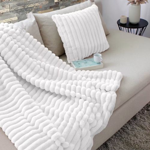 Plaid Doux Et Flanelle 125 X 150 Cm Mathis Blanc