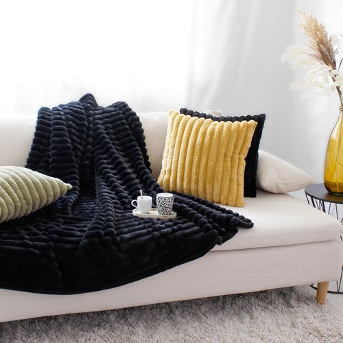 Plaid Doux Et Flanelle 125 X 150 Cm Mathis Noir