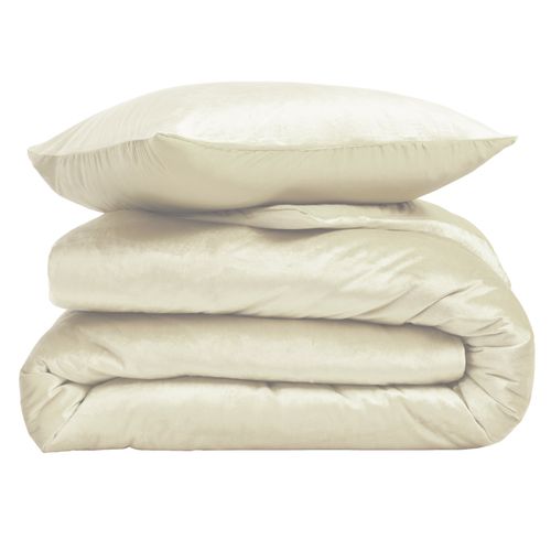 Housse De Couette + 2 Taies 220 X 240 Cm Velours Veline Beige