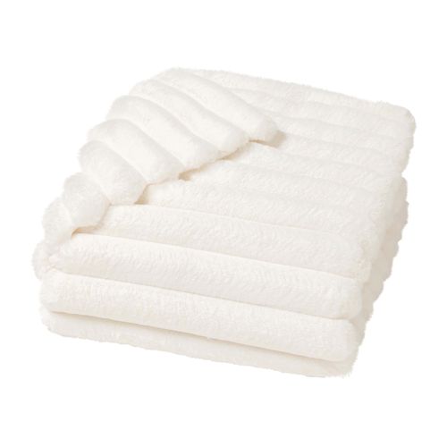 Plaid Effet Peluche Polaire 125 X 150 Cm Serenity Creme