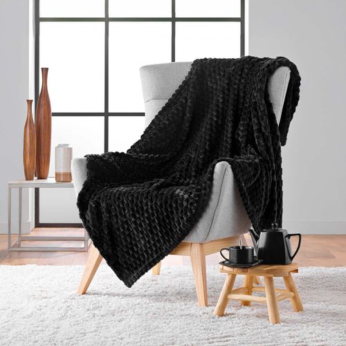 Plaid Flanelle Relief 125 X 150 Cm Mini Breetzy Noir