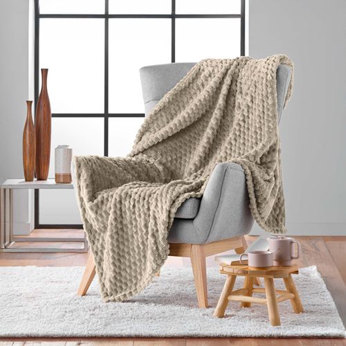 Plaid Flanelle Relief 125 X 150 Cm Mini Breetzy Taupe