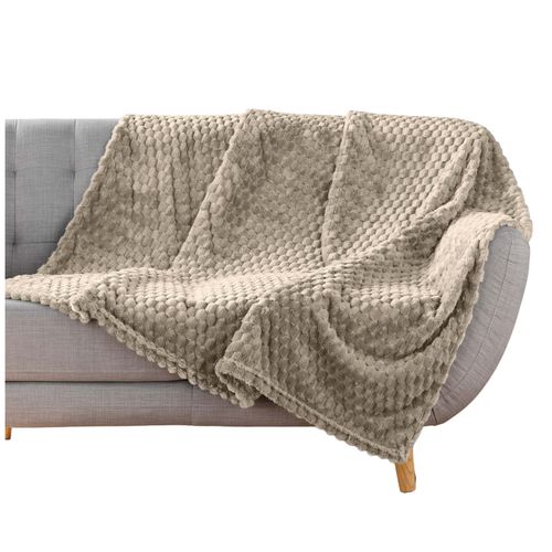 Plaid Flanelle Relief 125 X 150 Cm Mini Breetzy Taupe