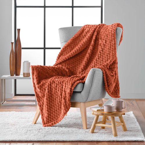 Plaid Flanelle Relief 125 X 150 Cm Mini Breetzy Terracotta
