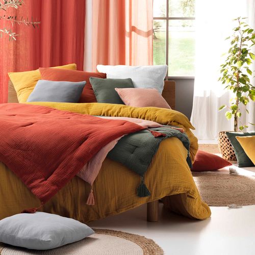 Drap Housse En Gaze De Coton 160 X 200 Cm Tendance Uni Terracotta