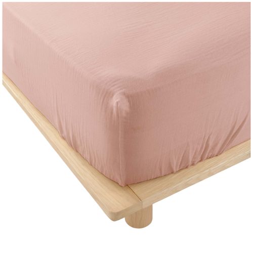 Drap Housse En Gaze De Coton 160 X 200 Cm Tendance Uni Rose